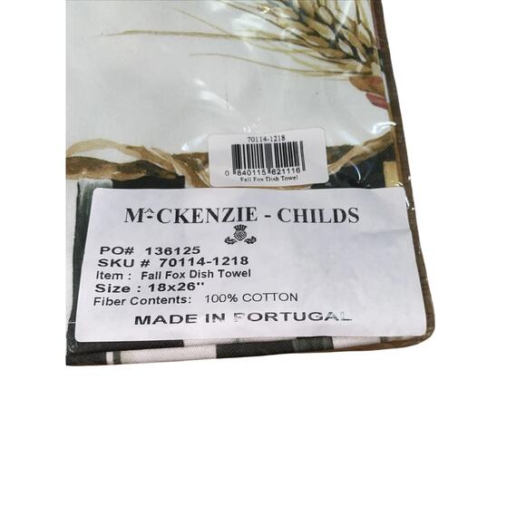 Mackenzie-Childs Fall Fox Dish Towel 18x26 Cotton NEW - Picture 5 of 5